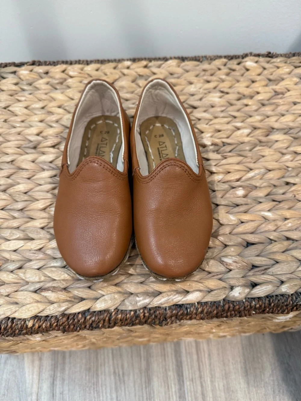 Atlantis Childrens Brown Slip-On Leather Loafers